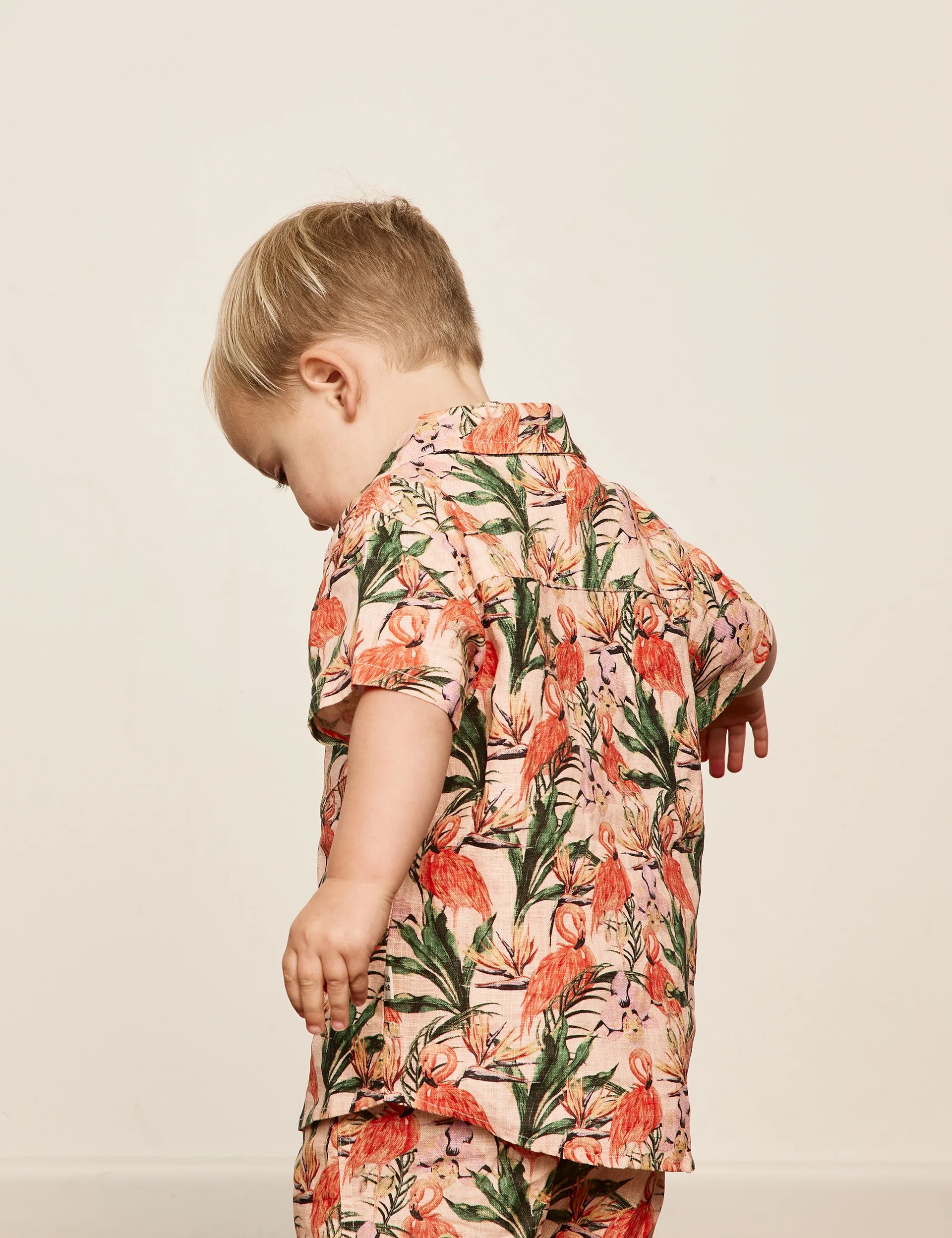 Goldie & Ace - Flamingo Pink Holiday Linen Shirt