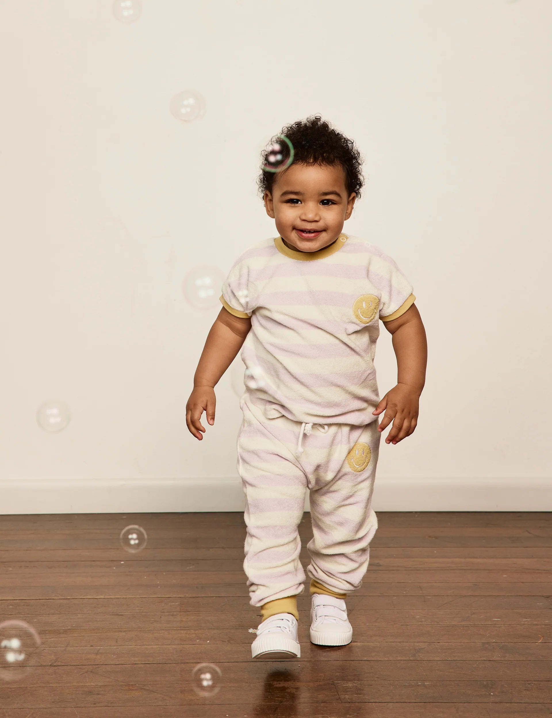 Goldie & Ace - Lavender Smiley Terry Towelling Set