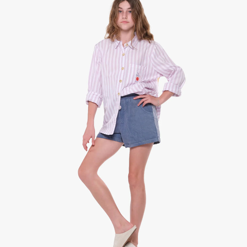 The Girl Club - Twill Shorts - Vintage Blue