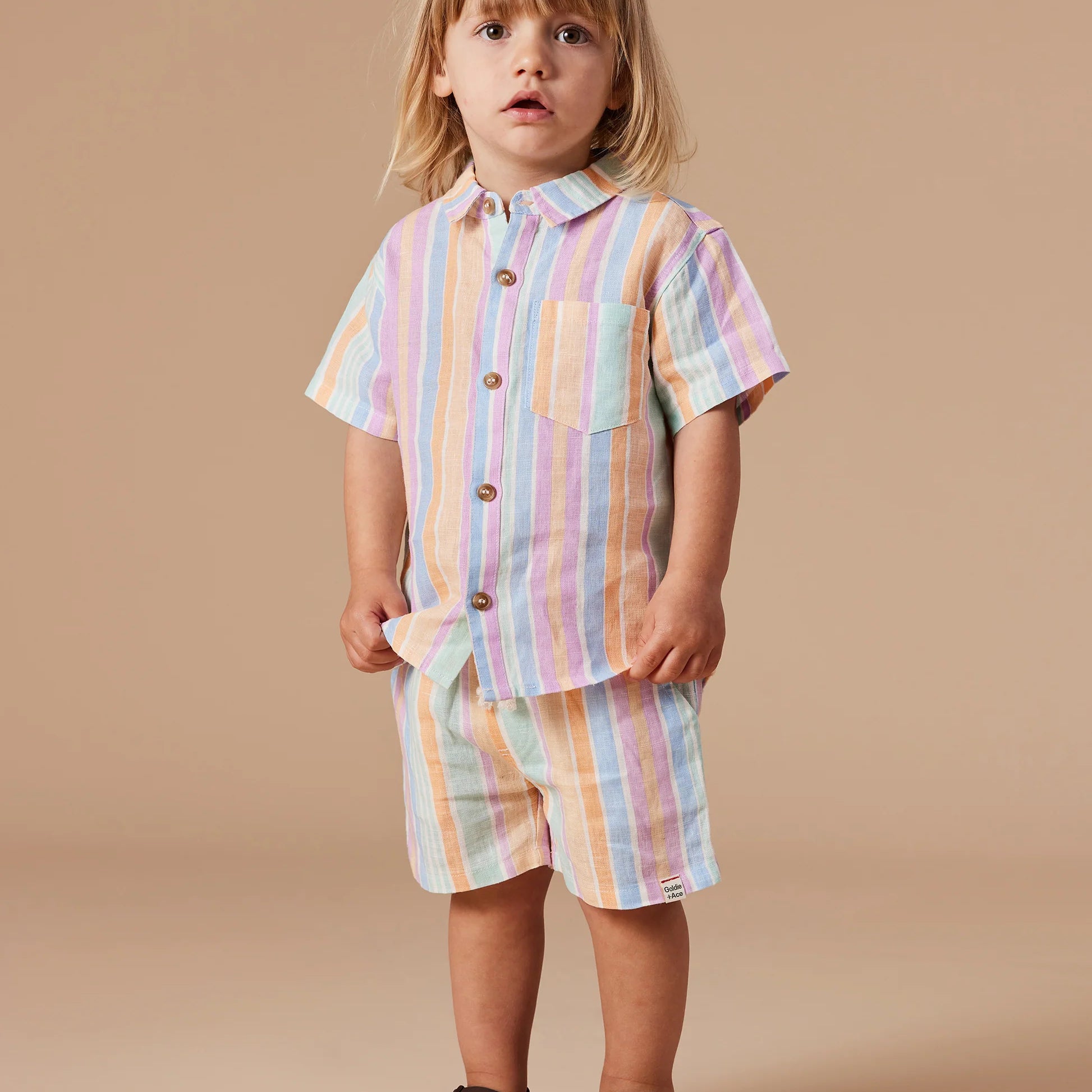 Goldie & Ace - Noah Linen Shorts - Pastel Stripe