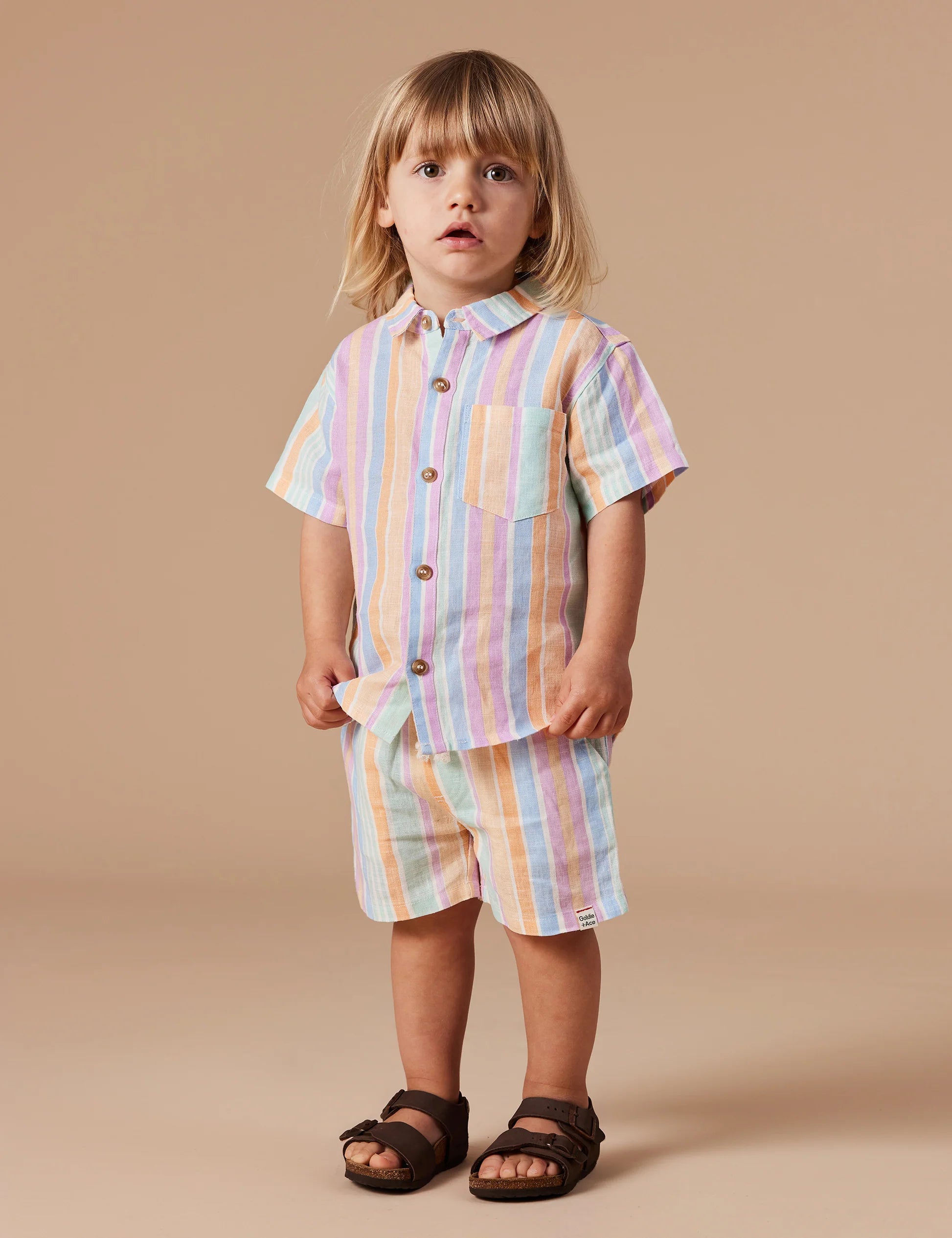 Goldie & Ace - Noah Linen Shorts - Pastel Stripe