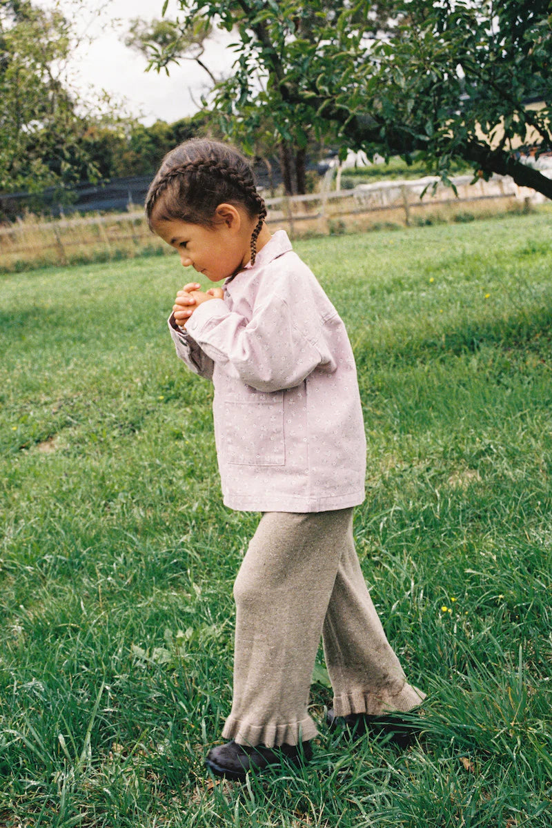 Grown - Organic Frill Knit Flares - Oatmilk