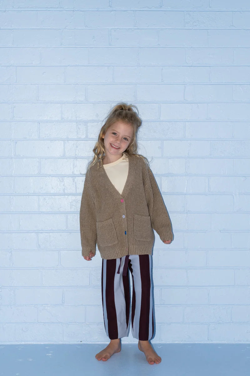 Grown - Organic Striped Knit Pants - Plum & Haze