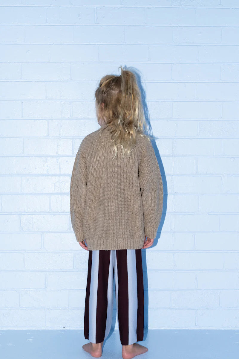 Grown - Organic Striped Knit Pants - Plum & Haze