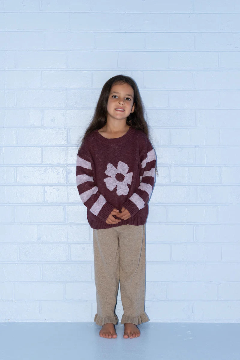Grown - Organic Frill Knit Flares - Oatmilk