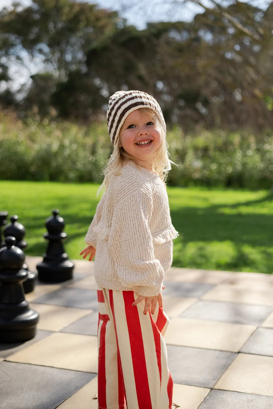 Grown - Organic Fringe Rib Knit Pull Over - Natural