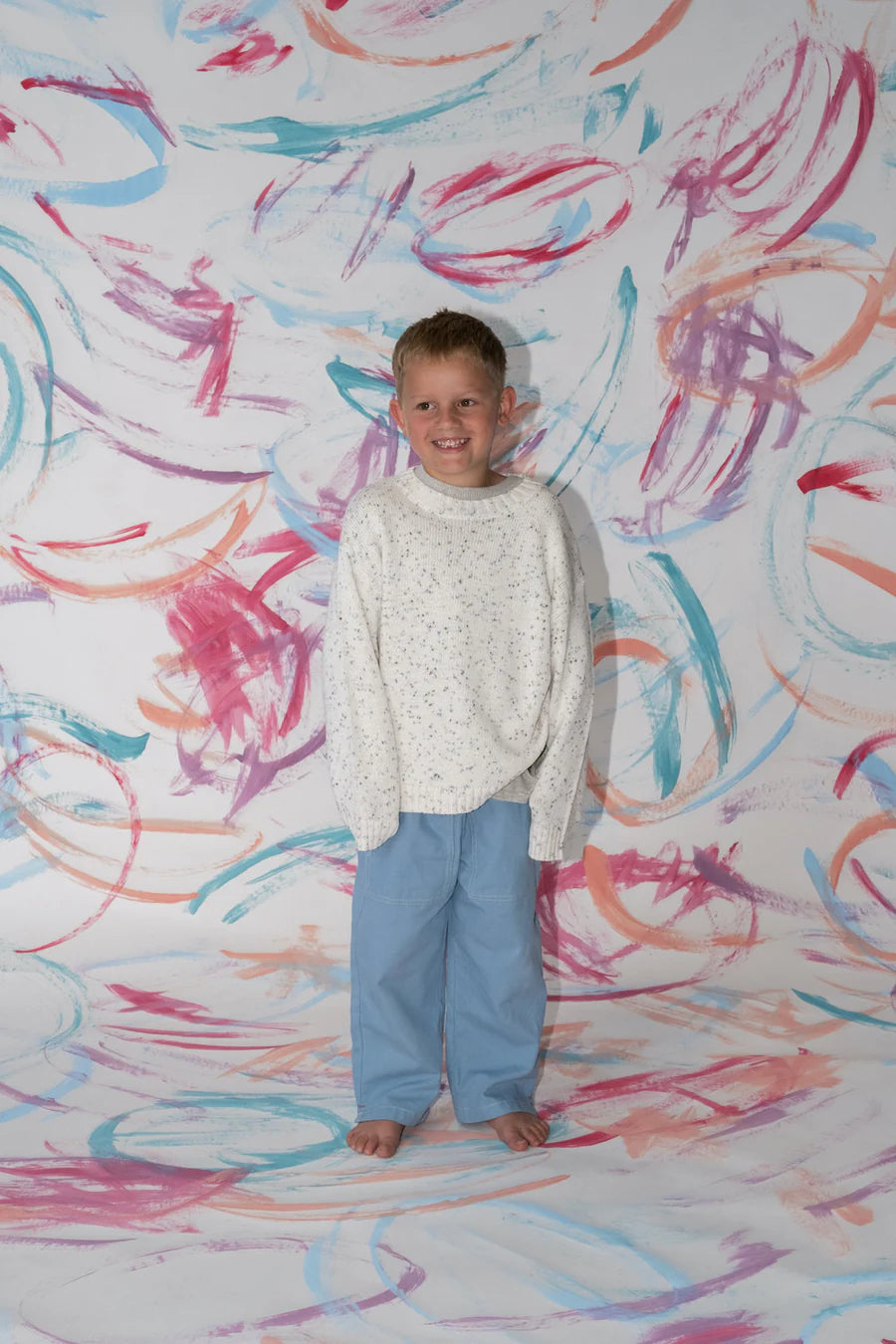 Grown Clothing - Organic Funfetti Knit Pull Over - Surf