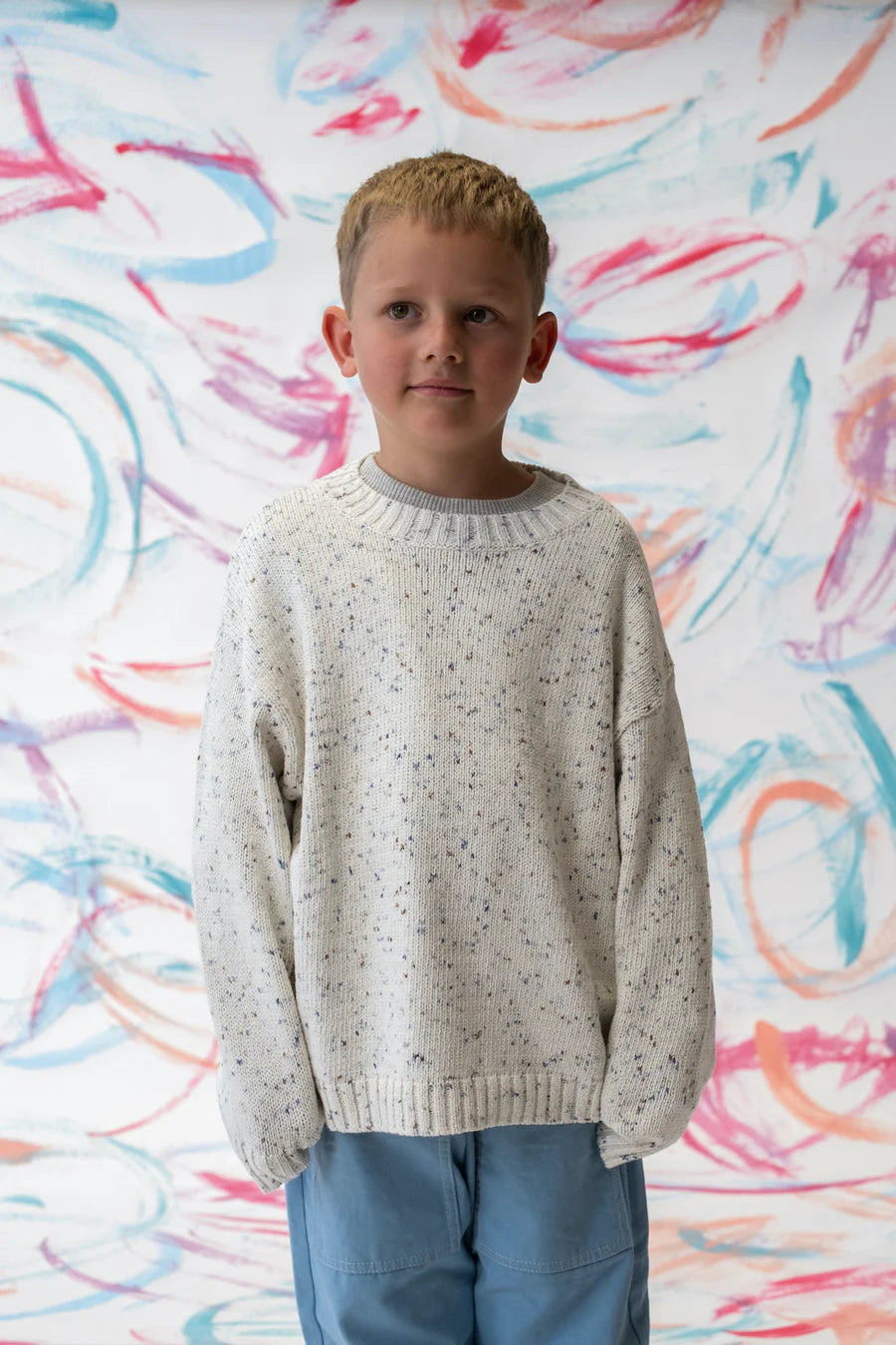 Grown Clothing - Organic Funfetti Knit Pull Over - Surf