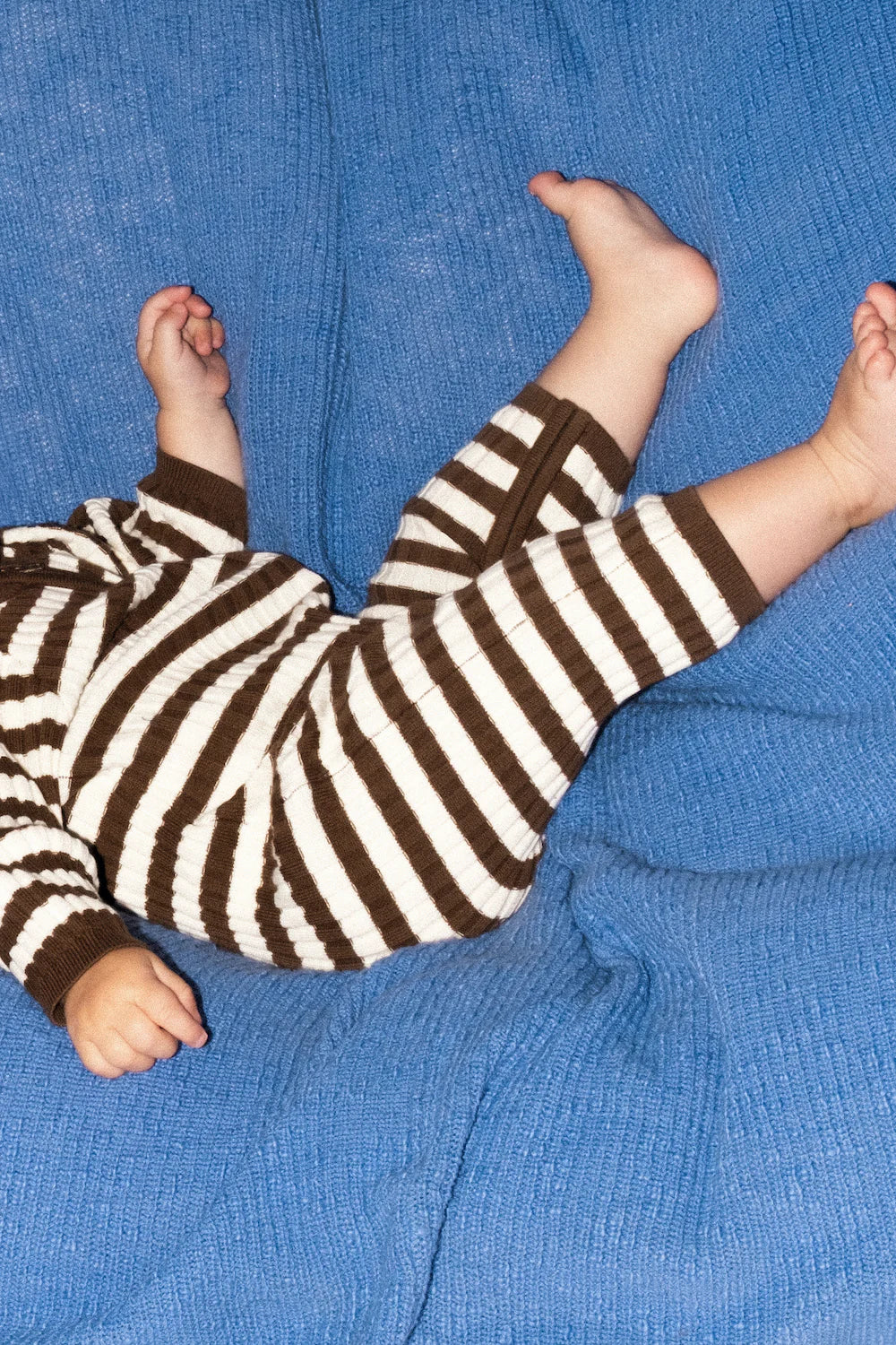 Grown Clothing - Organic Rib Stripe Knit Zipper Jumpsuit - Espresso & Milk