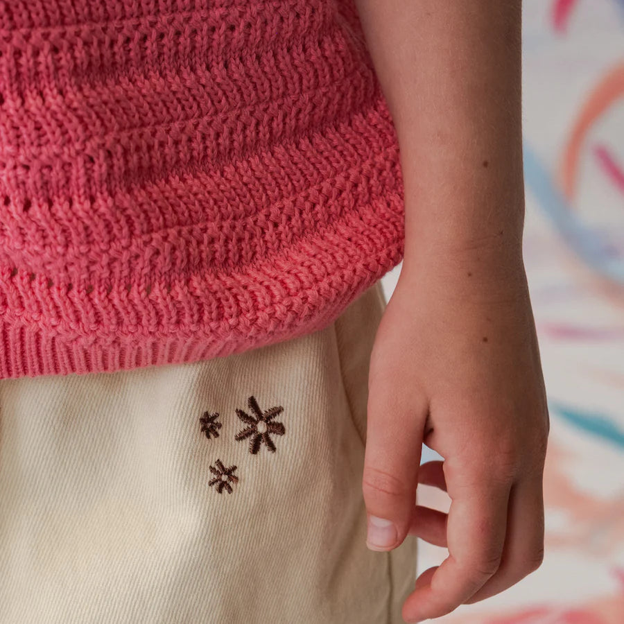 Grown Clothing - Organic Denim Wild Flower Embroidery Pant - Milk