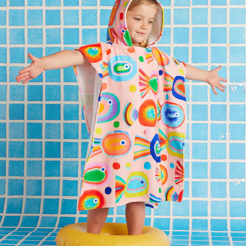 Halcyon Nights - Kids Hooded Towel Fancy Fins
