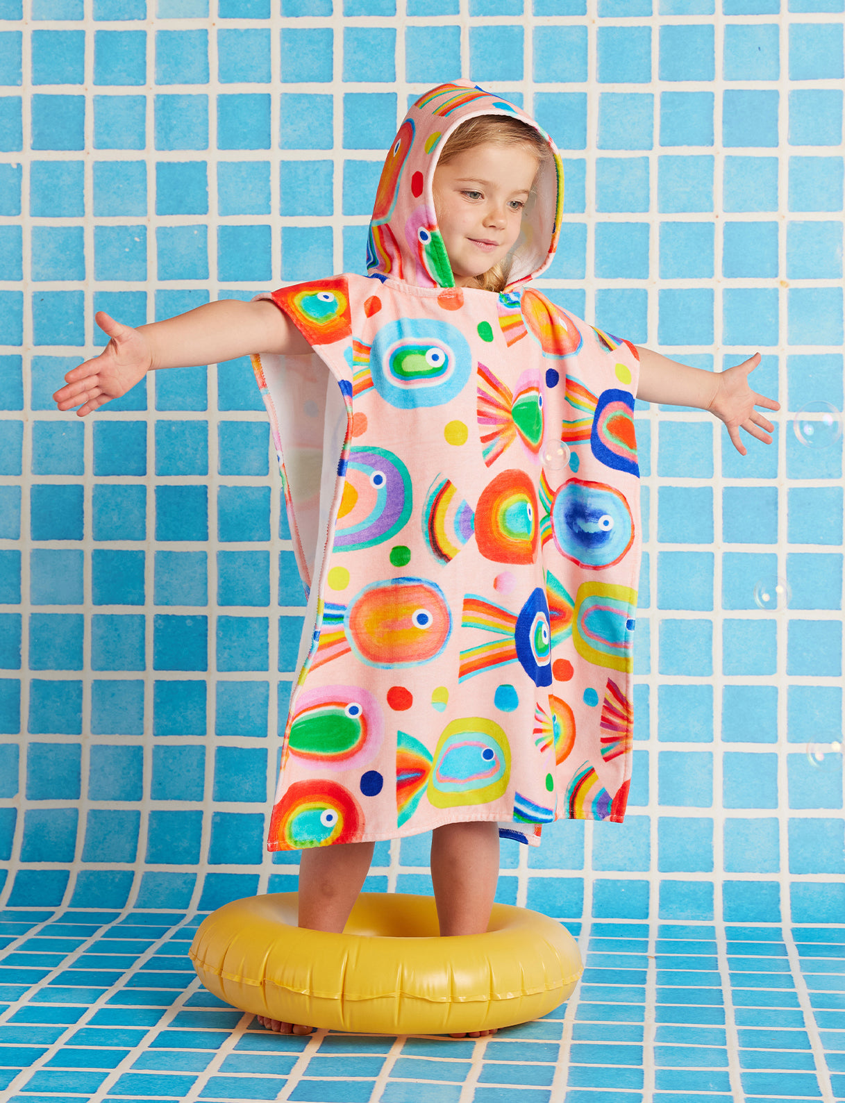 Halcyon Nights - Kids Hooded Towel Fancy Fins