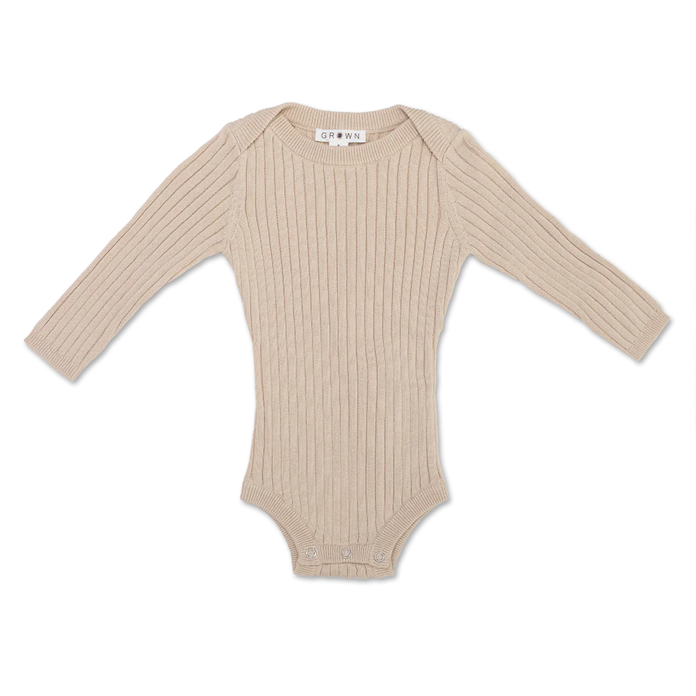 Grown Clothing - Ribbed Bodysuit - Pebble