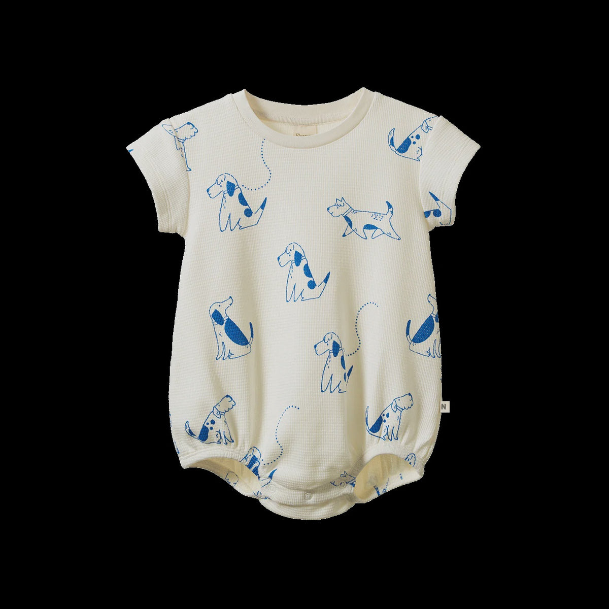 Nature Baby - Waffle Juno Romper - Dog Walk Print