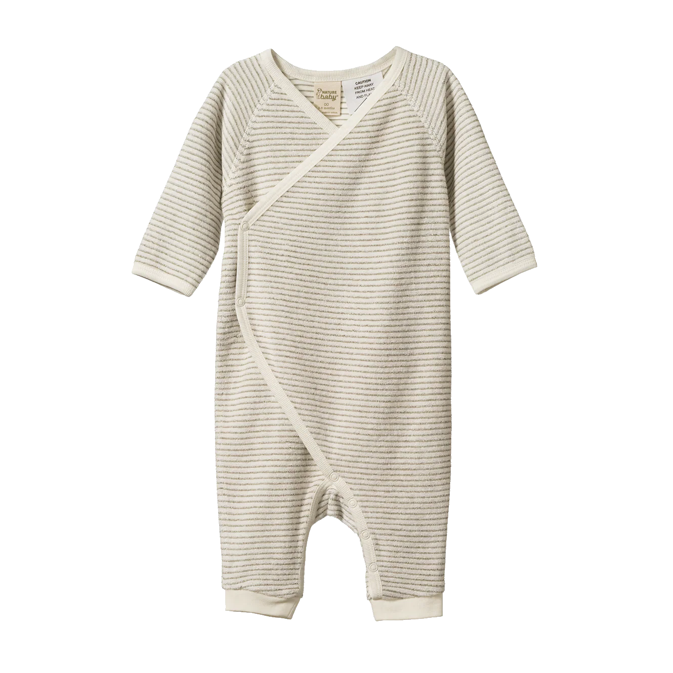 Nature Baby - Kimono Terry Stretch & Grow - Nettle Pinstripe