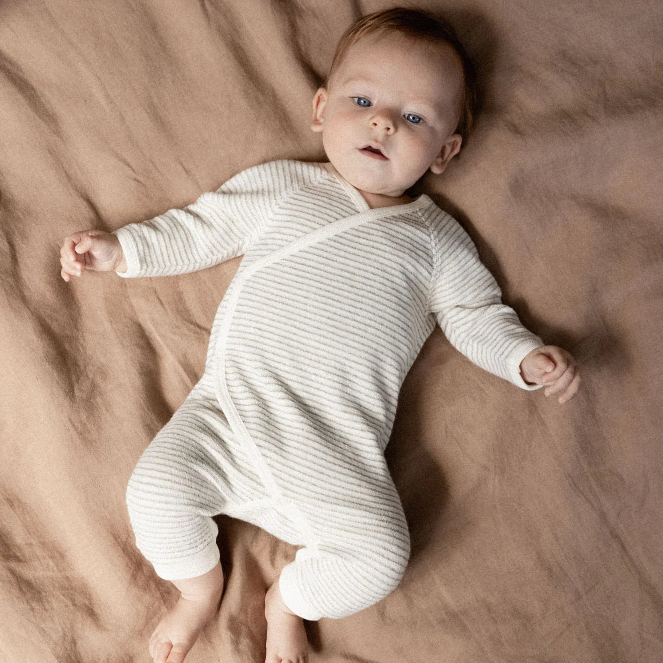 Nature Baby - Kimono Terry Stretch & Grow - Nettle Pinstripe