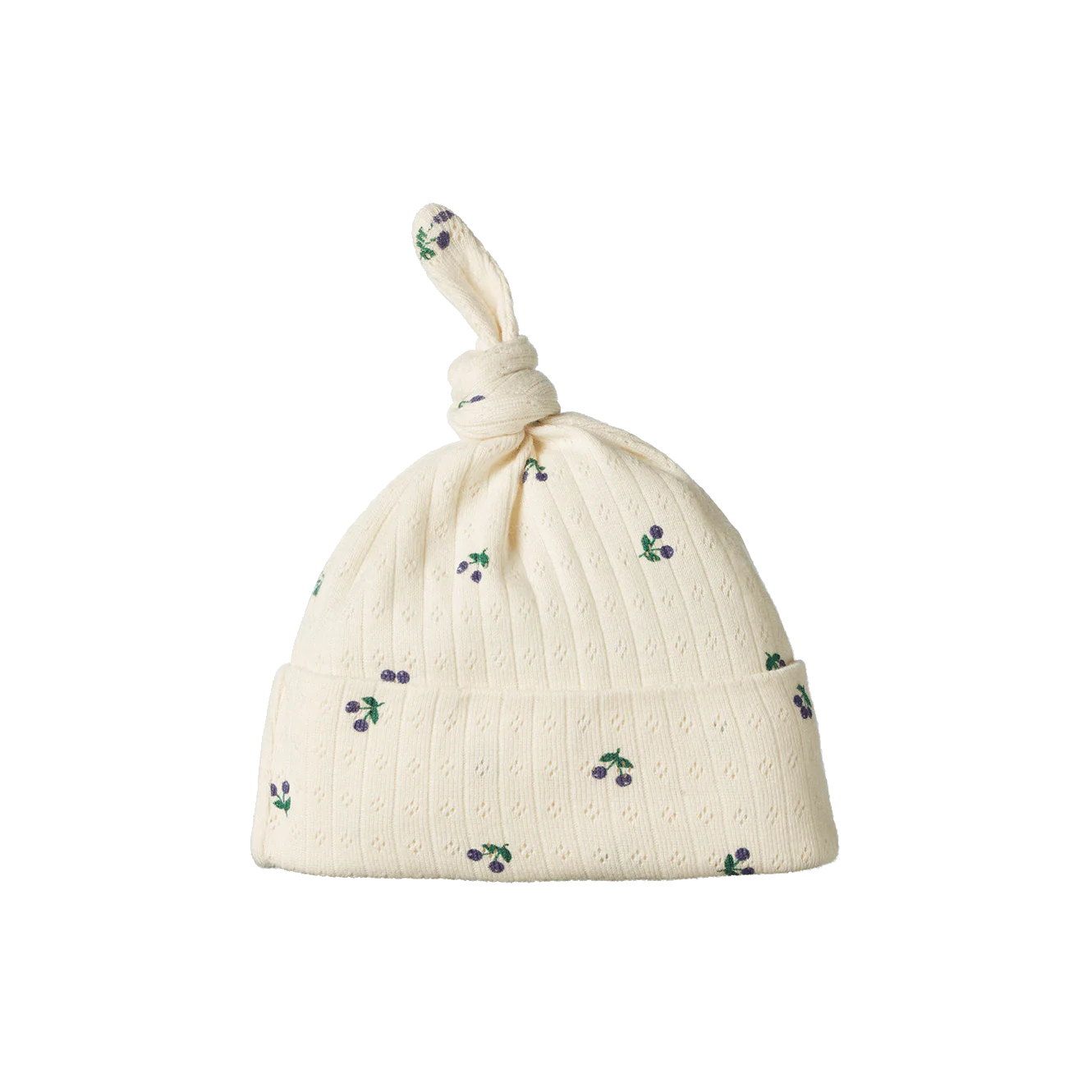 Nature Baby - Pointelle Knotted Beanie - Winter Berry Print