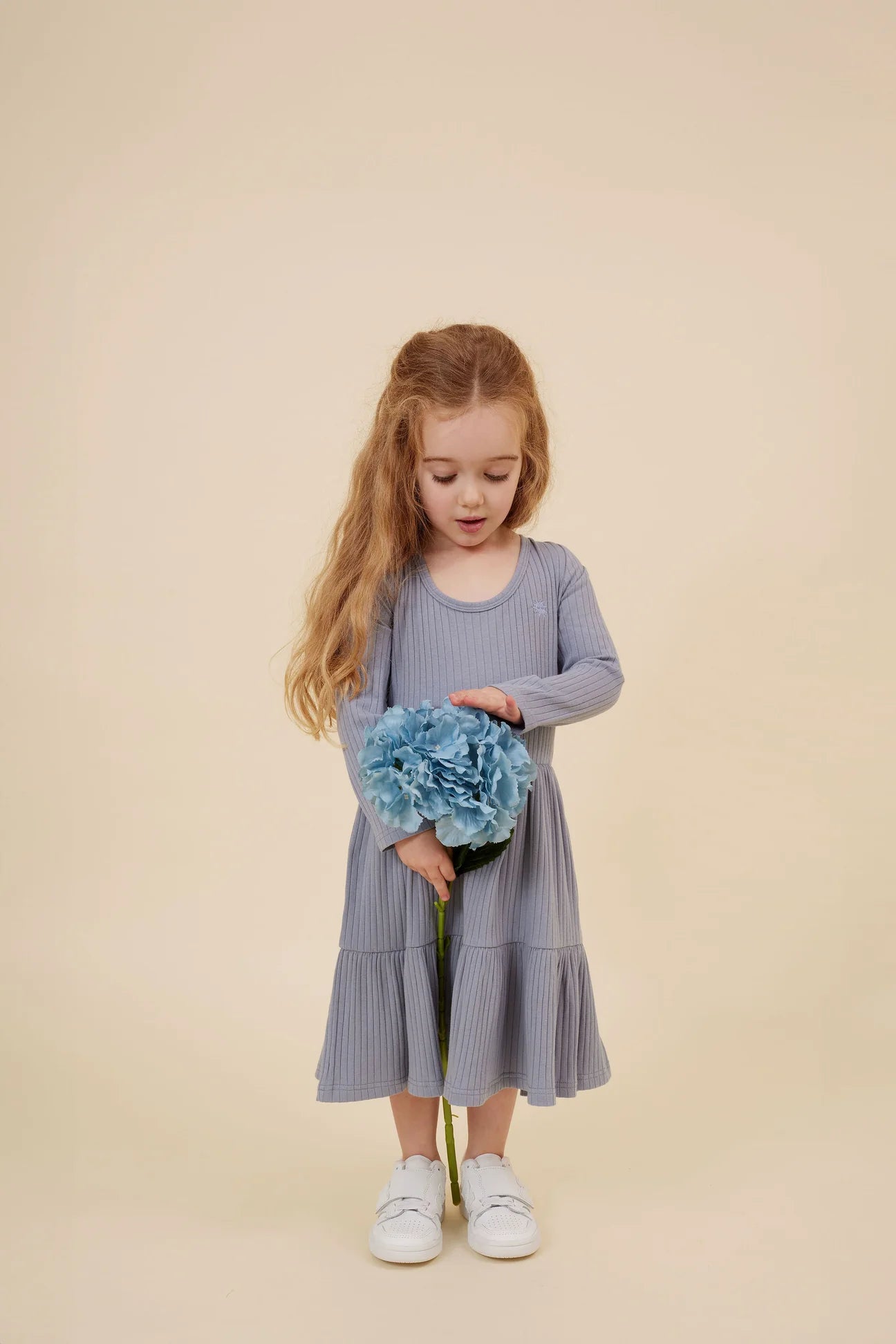 Kapow Kids - Cornflower Rib Scoop Back Dress