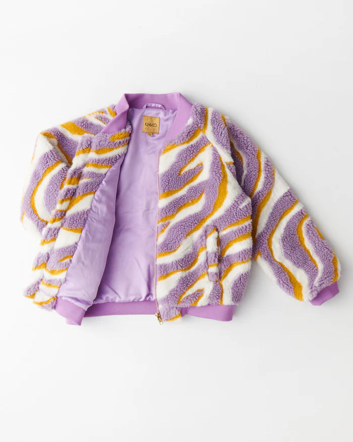 Kip & Co - Boysenberry Swirl Sherpa Bomber Jacket