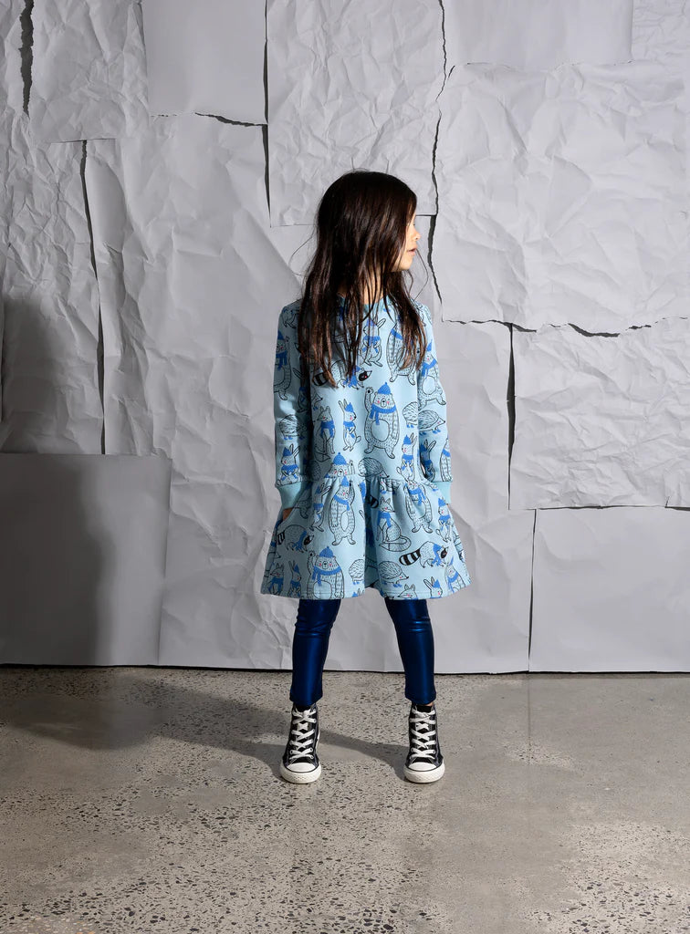 Minti - Warm Forest Friends Furry Dress - Aqua