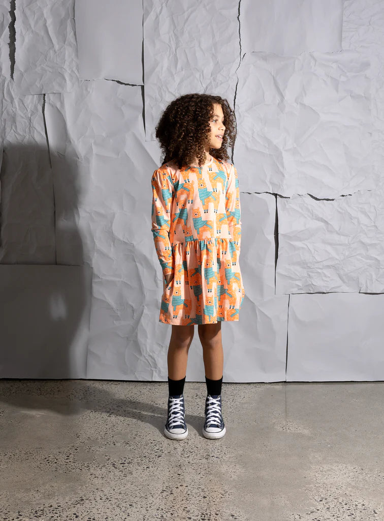 Minti - Warm Llamas Dress - Apricot Marle