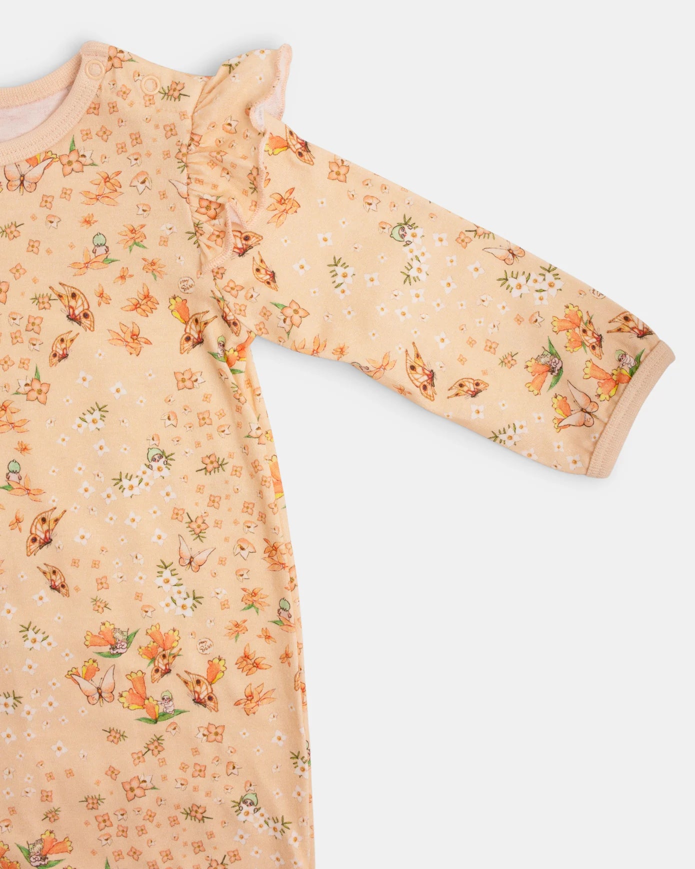 Walnut Baby - May Gibbs Peach Floral Frill Scout Onesie