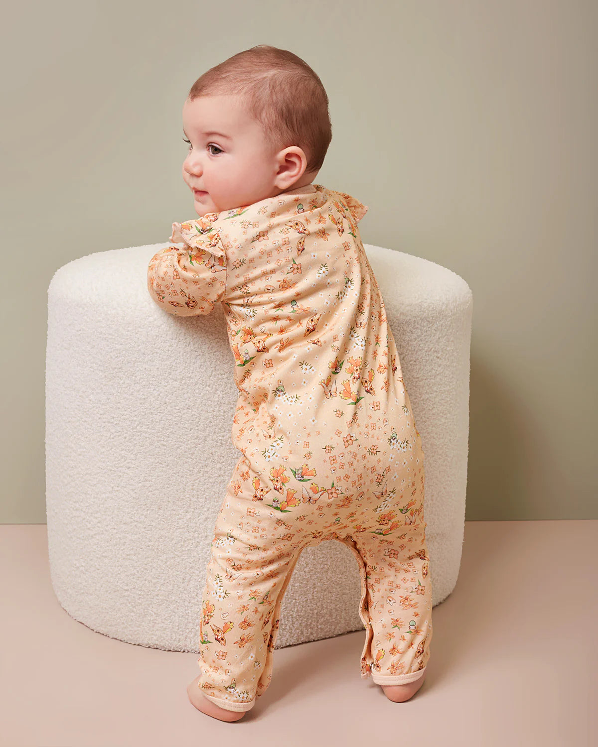 Walnut Baby - May Gibbs Peach Floral Frill Scout Onesie