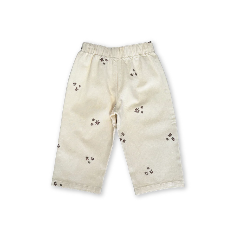 Grown Clothing - Organic Denim Wild Flower Embroidery Pant - Milk