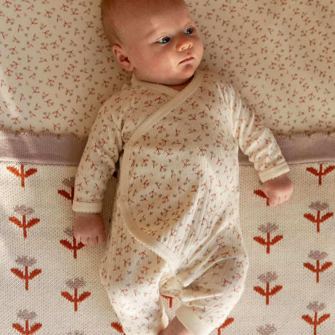Nature Baby - Pointelle Kimono Stretch & Grow - Dandelion Print