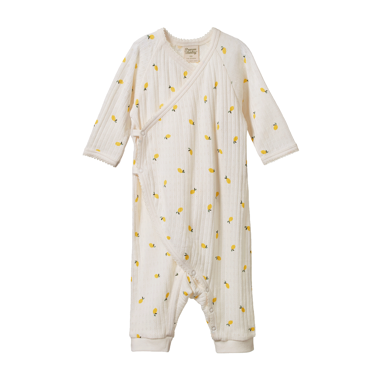 Nature Baby - Pointelle Kimono Stretch & Grow - Lemon Print