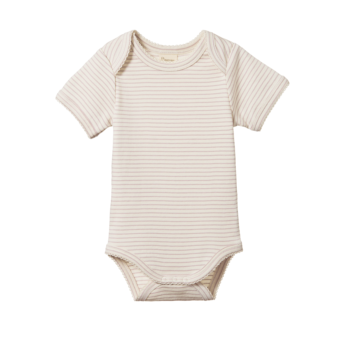 Nature Baby - Short Sleeve Bodysuit - Lilac Pinstripe