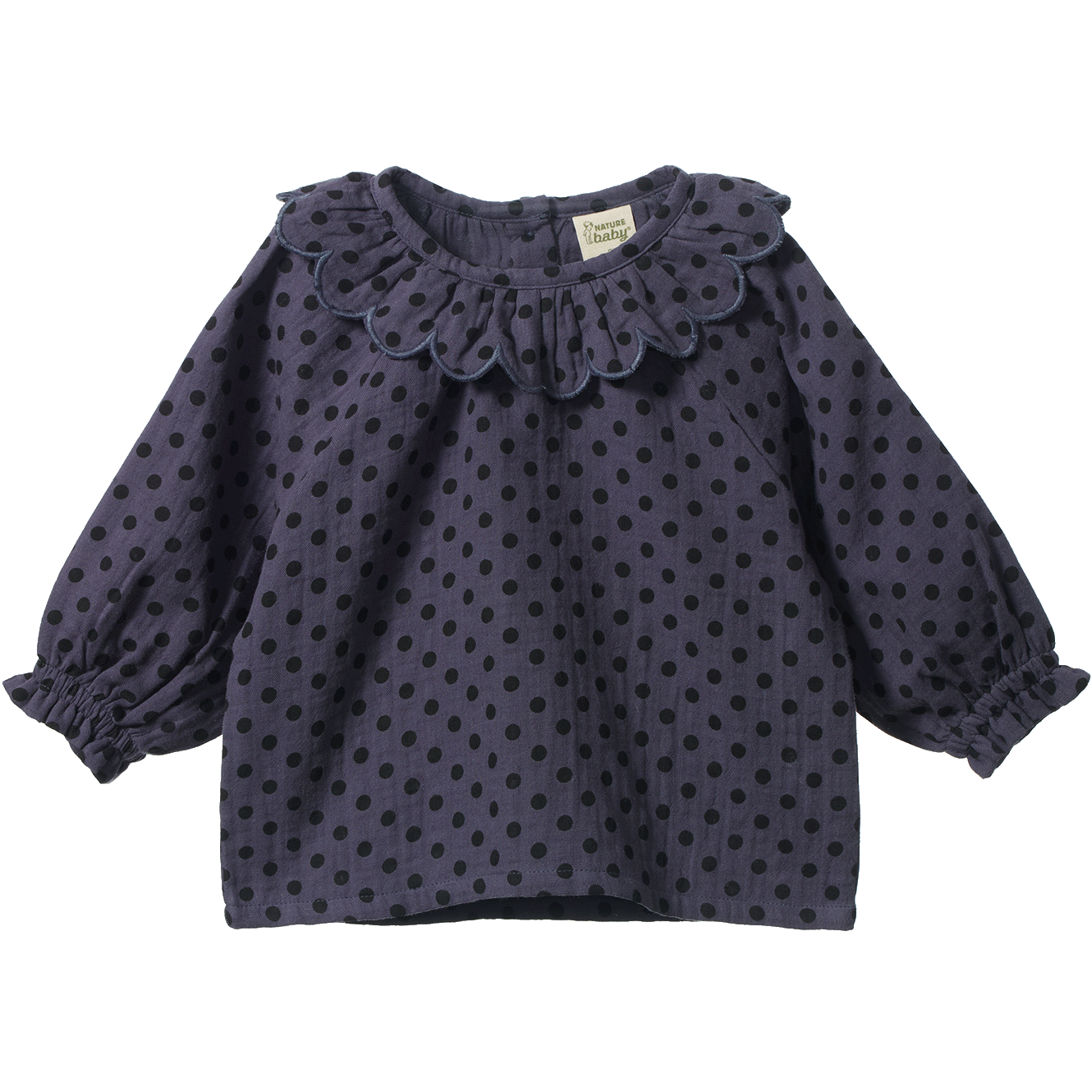Nature Baby - Violet Polka Dot Print Ruffle Cameron Blouse