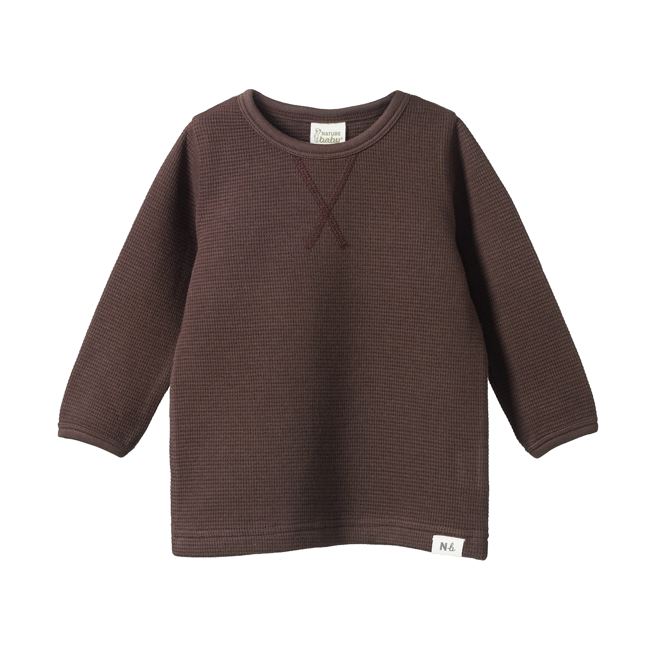 Nature Baby - Long Sleeve Henley Waffle Tee - Pinecone