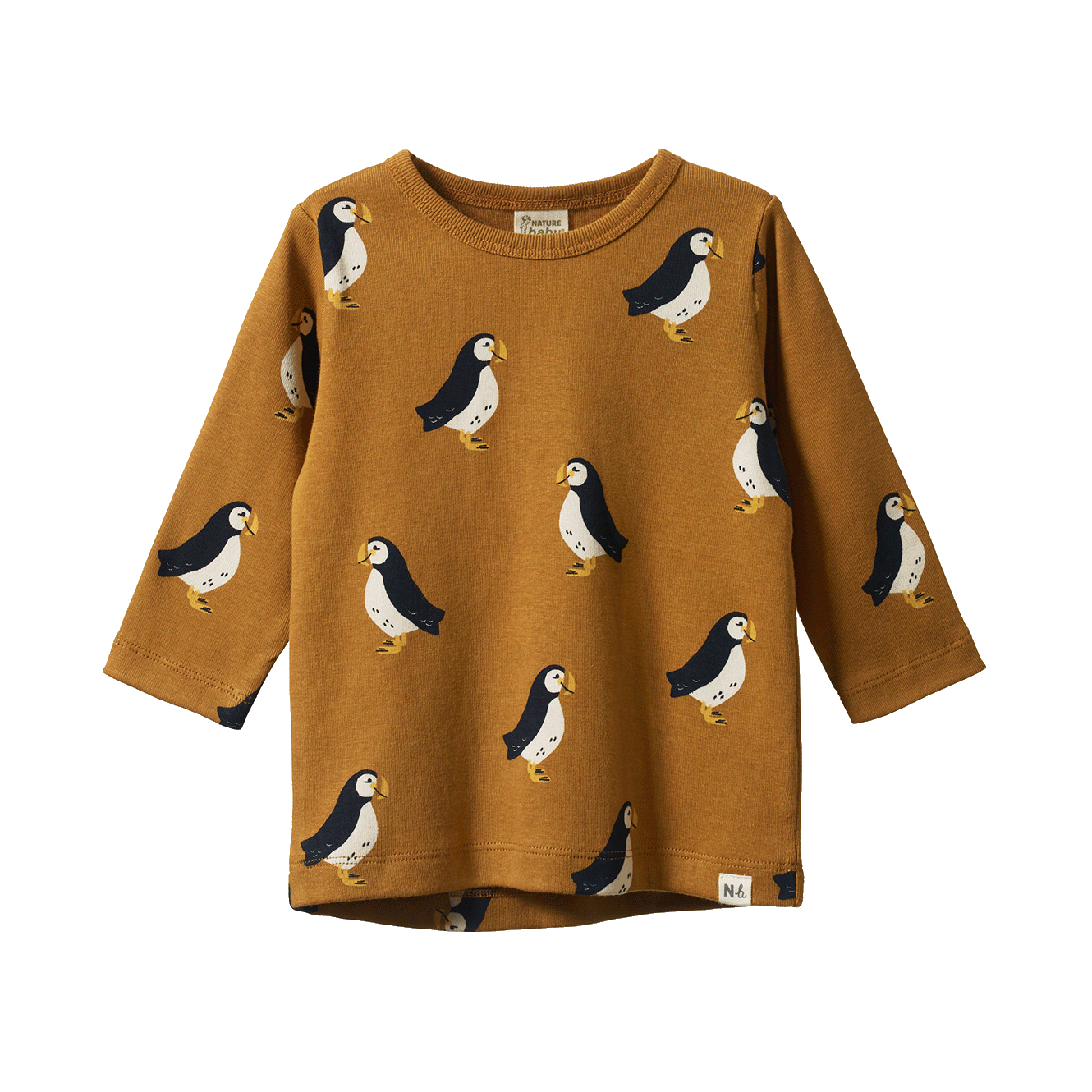 Nature Baby - Long Sleeve River Tee - Puffin Toffee Print