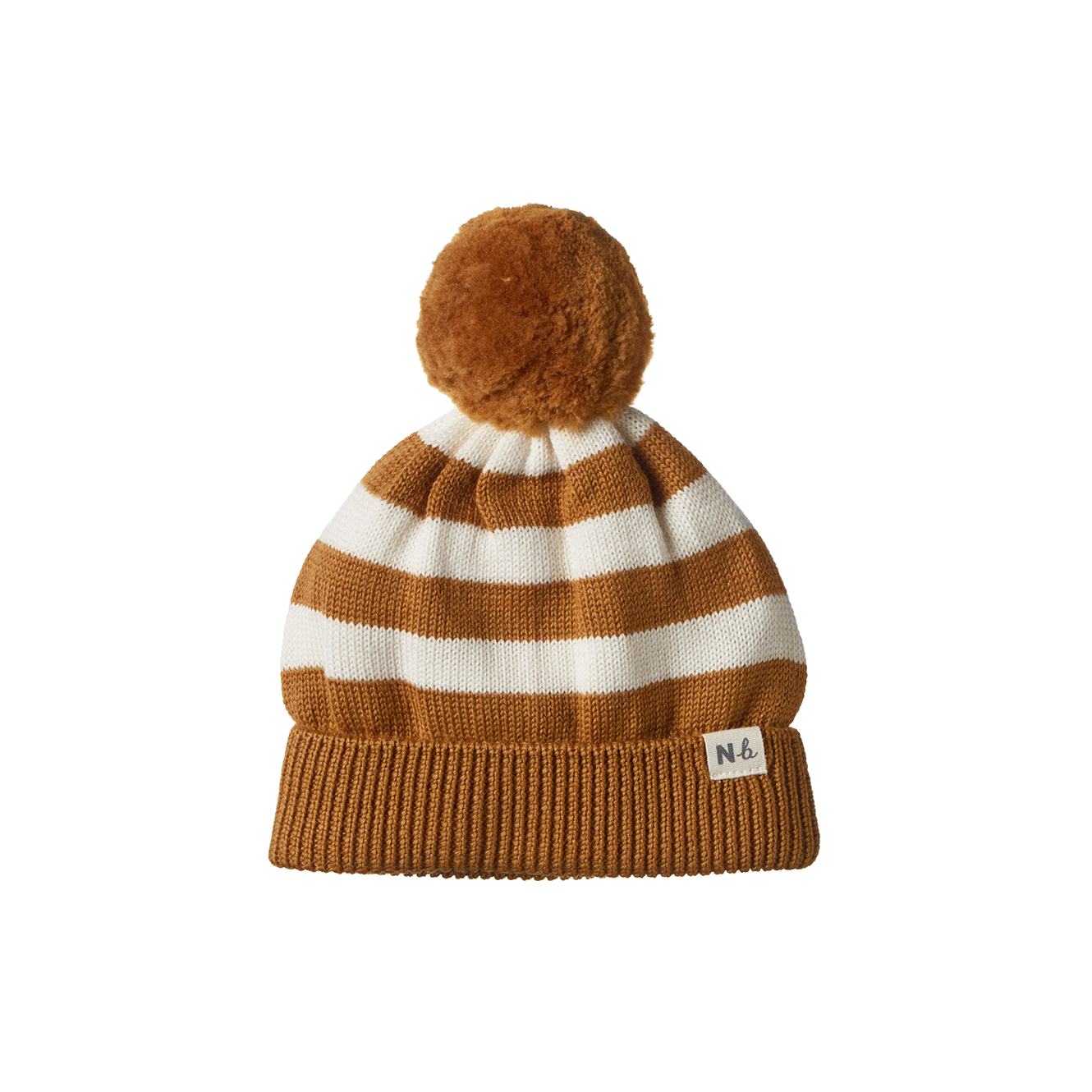Nature Baby - Alpine Pom Pom Beanie - Toffee Bold Stripe