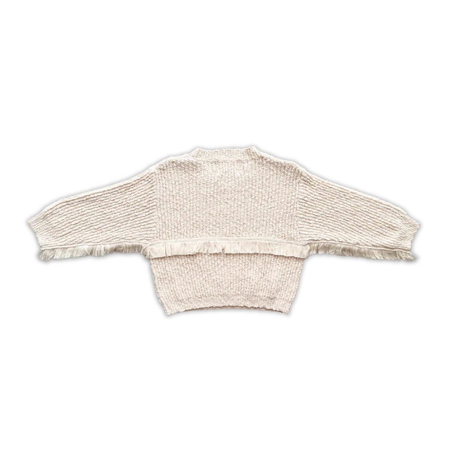 Grown - Organic Fringe Rib Knit Pull Over - Natural