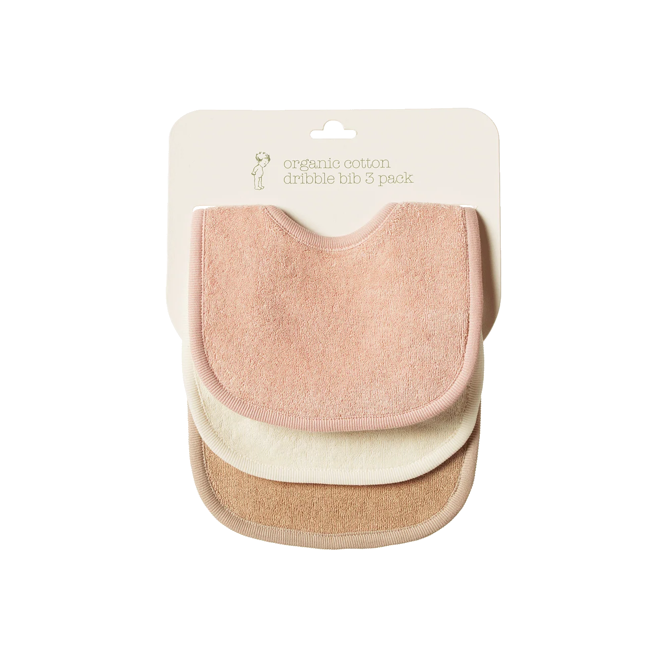 Nature Baby - Dribble Bib 3 Pack - Rose Dust/Natural/Nougat