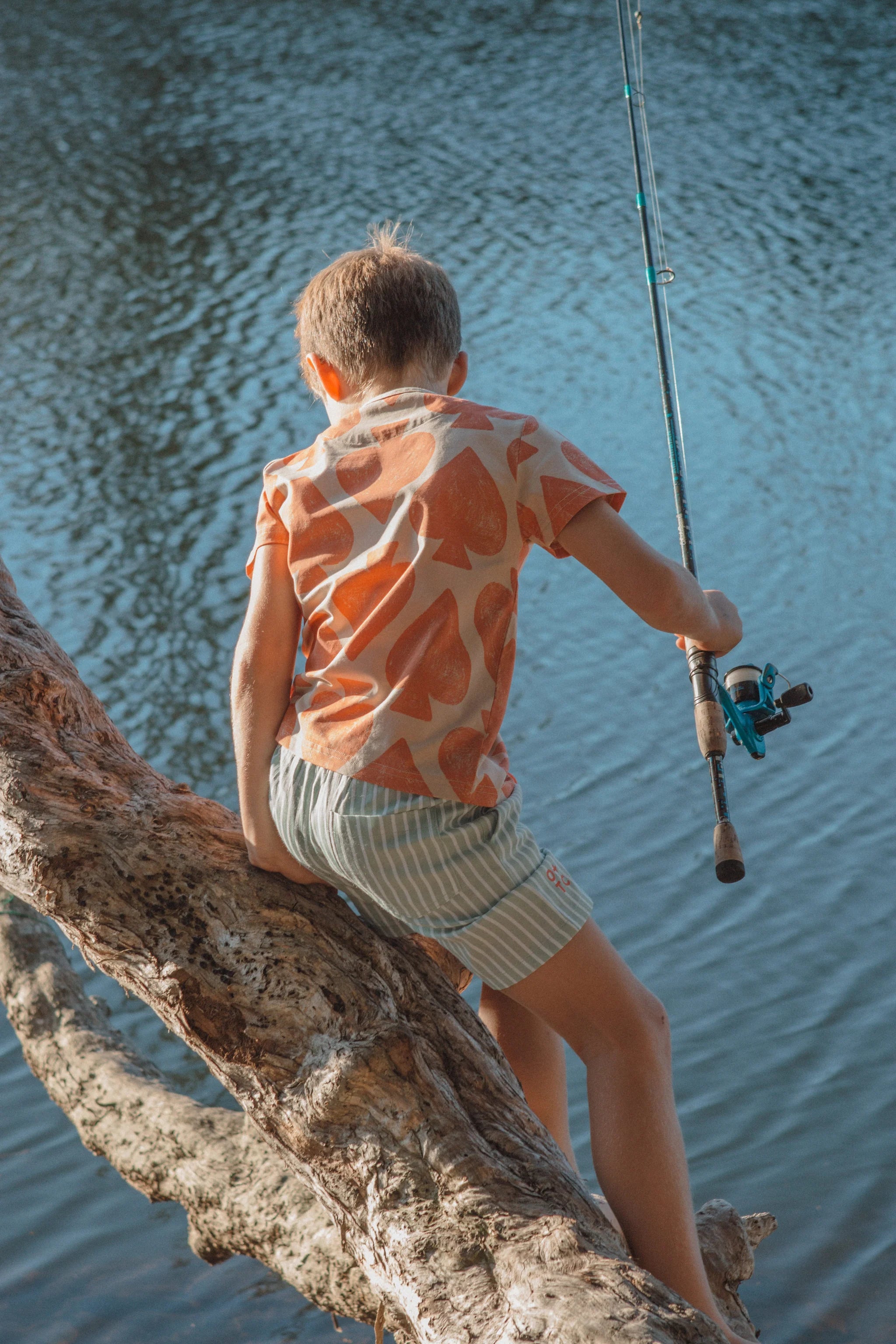 Olive + The Captain - Sage Stripe Mid Shorts