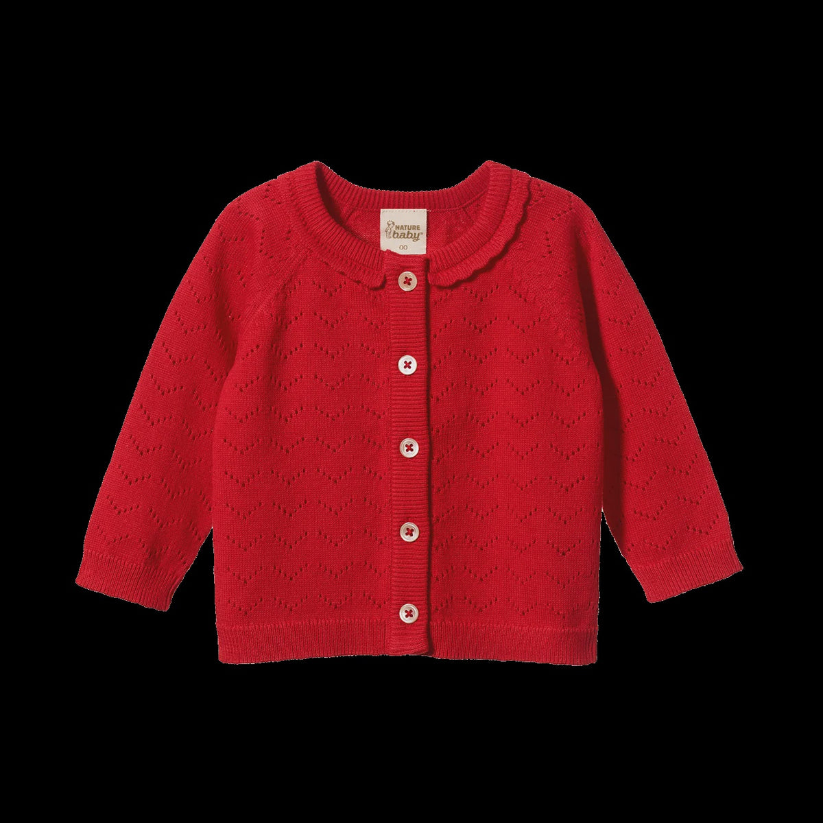 Nature Baby - Piper Cardigan - Raspberry Red Pointelle