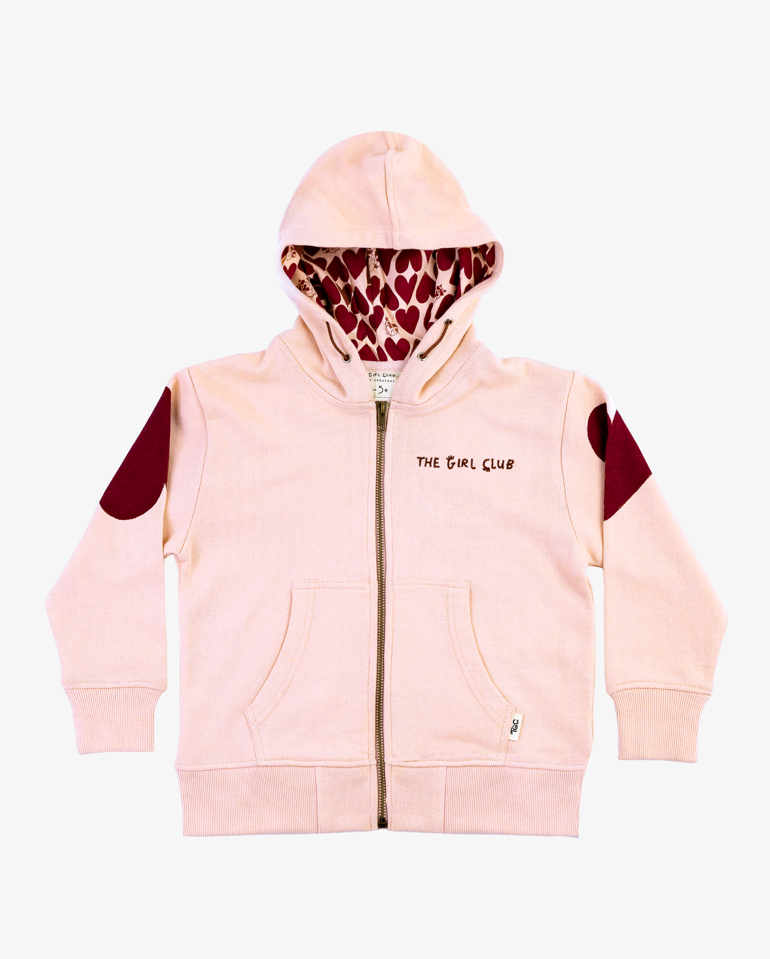 The Girl Club - Pink Heart Zip Hood