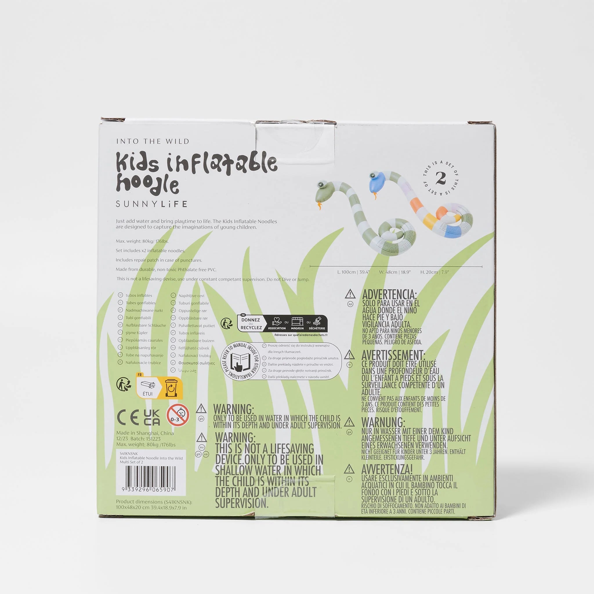 Sunnylife - Kids Inflatable Noodle Into the Wild Multi