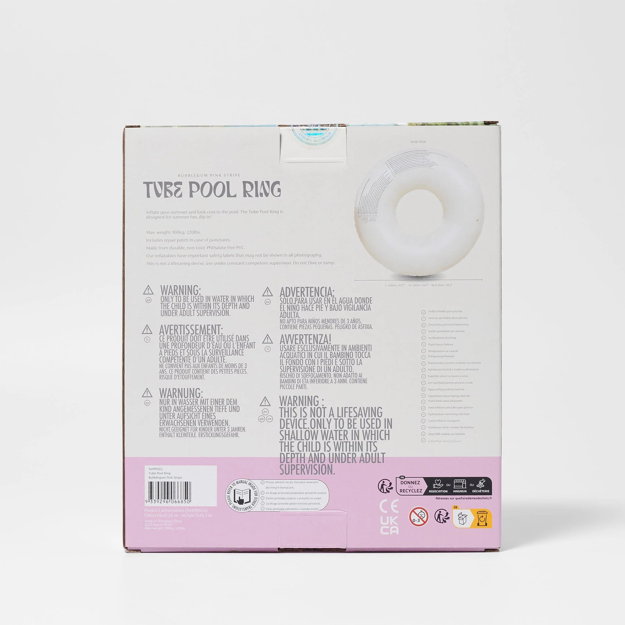 Sunnylife - Pool Ring Bubblegum Pink Stripe