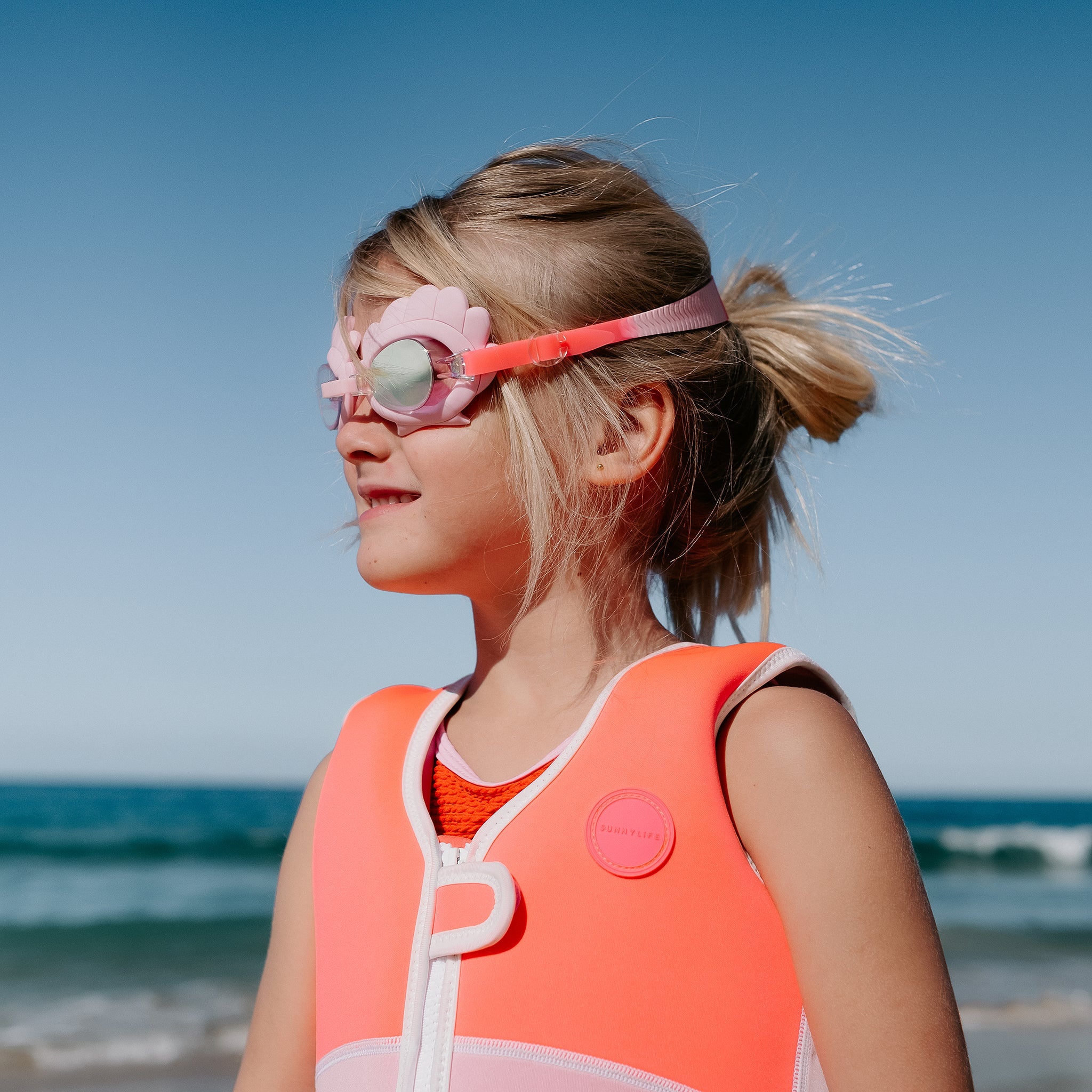 Sunnylife - Mini Swim Goggles - Melody the Mermaid Neon Strawberry