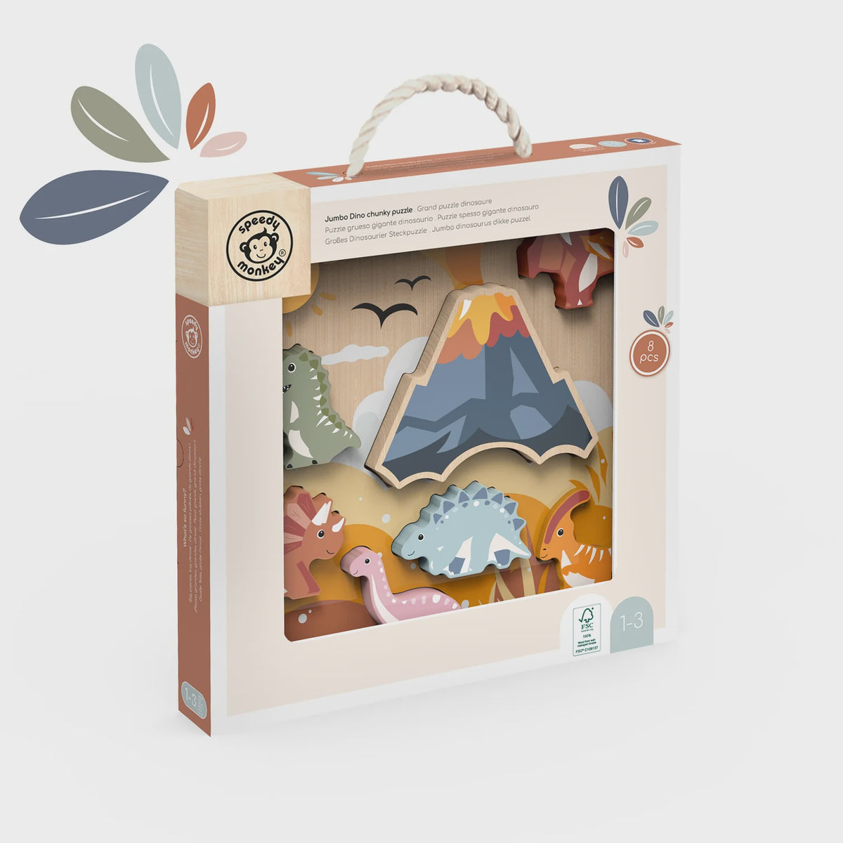 Speedy Monkey - Jumbo Chunky Wooden Puzzle - Dino
