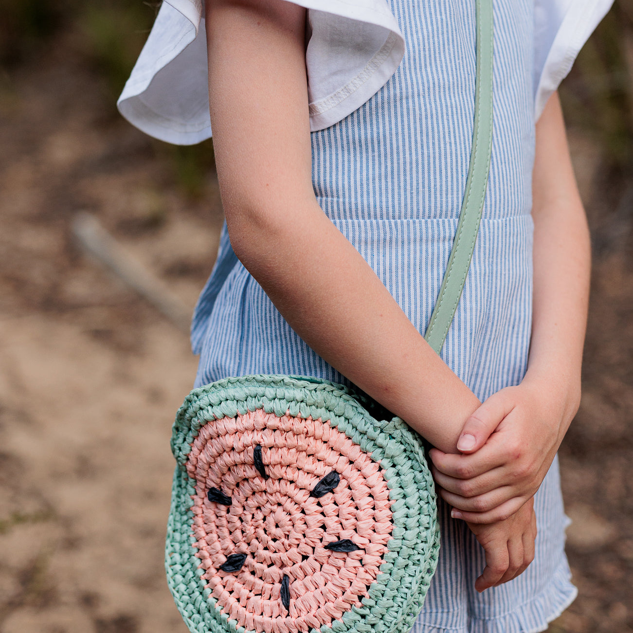 Acorn - Watermelon Straw Bag - Green Pink