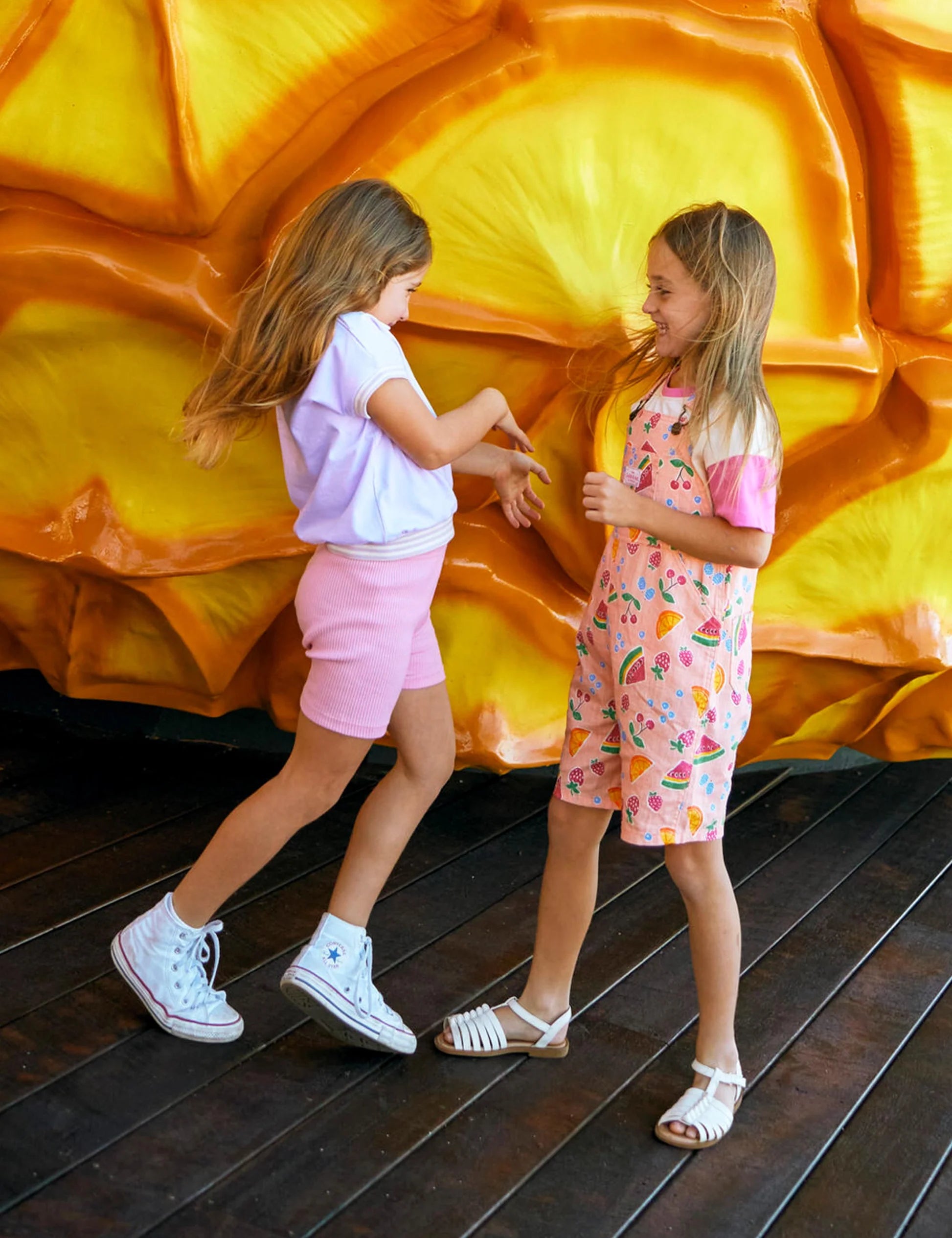 Goldie & Ace - Burton Fruit Salad Linen Overalls Peach Multi