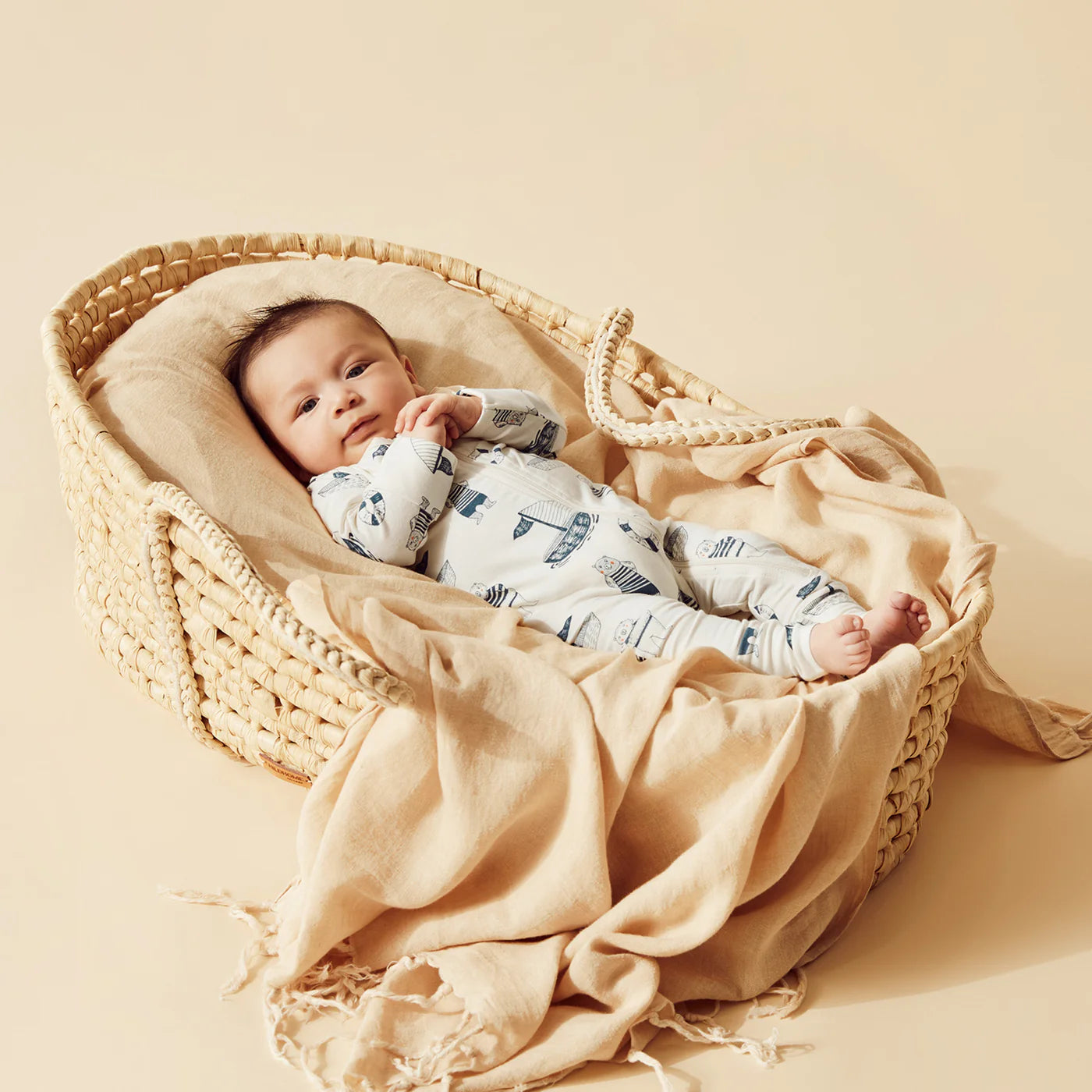 Wilson & Frenchy - Nautical Bear Organic Zipsuit with Feet