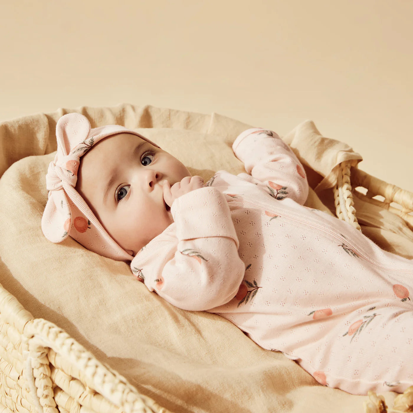 Wilson & Frenchy - Peaches Organic Pointelle Zipsuit with Feet