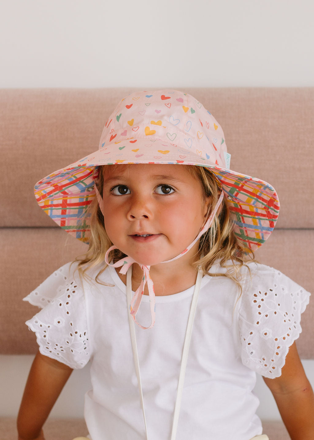 Acorn - Floating Hearts Reversible Wide Brim Sunhat