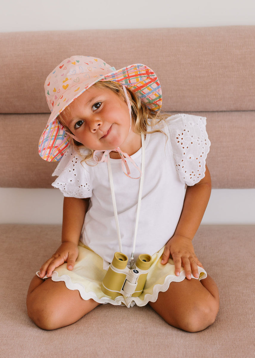 Acorn - Floating Hearts Reversible Wide Brim Sunhat